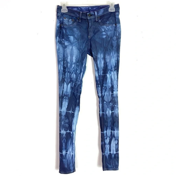 Rag & Bone Jeans Womens Size 2 XS Waist 26 Blue Tie Dyed Leggings Reworked Denim - Picture 2 of 15